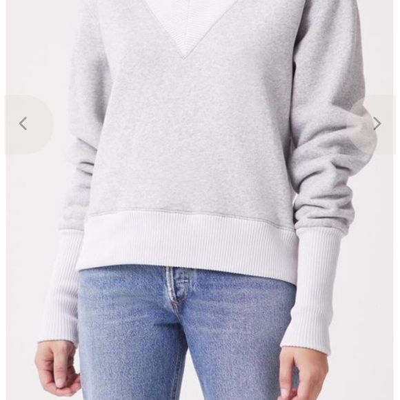 Agolde Los Angeles Klara V Neckline Oversized Grey Sweatshirt Size Large - Picture 3 of 11